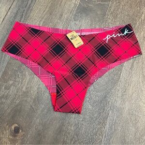 NWT Victoria’s Secret PINK Red Plaid smooth no show Cheekster Panties VS Large L